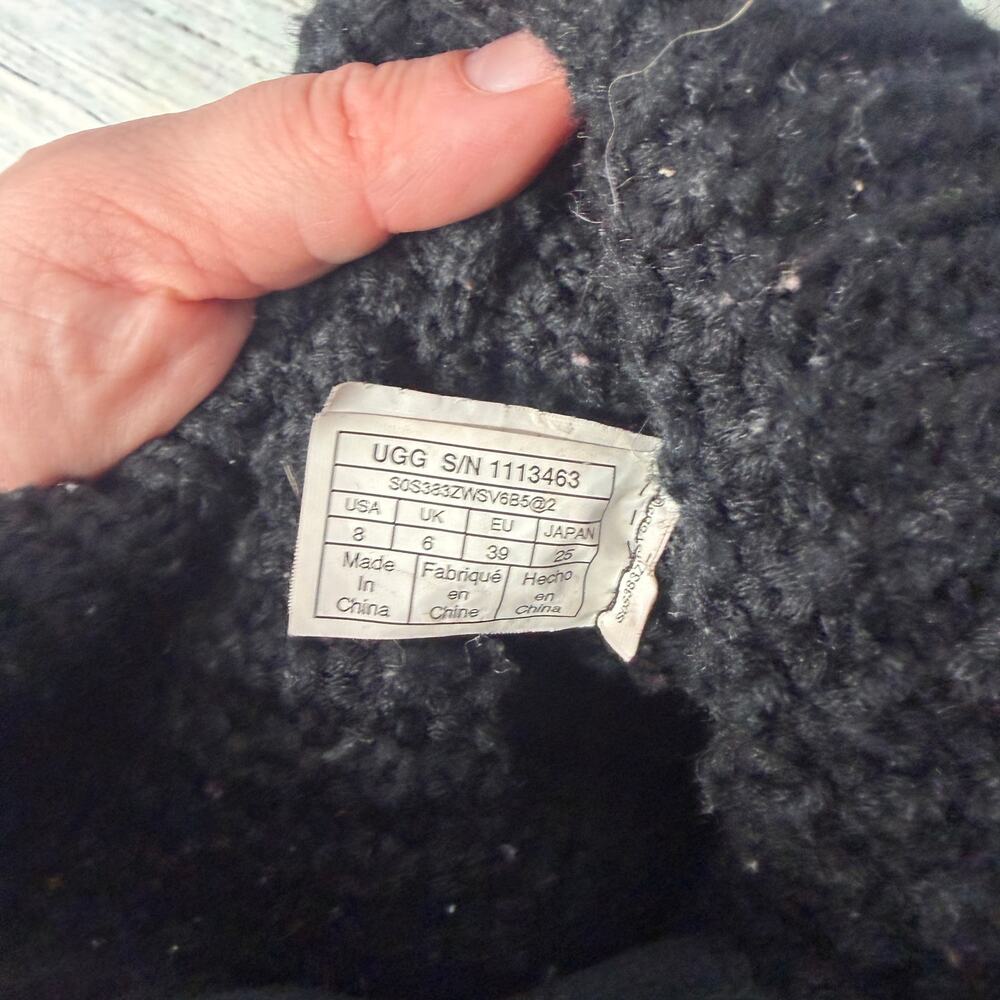 UGG Solene Mini Black Knit Cuff Boots Women Size 8 - Picture 2 of 5